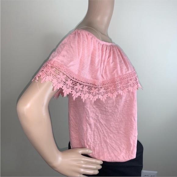 Women’s Pink / Mauve / Blush / Rose Peasant Off The Shoulder Top - Size Medium - Picture 8 of 15